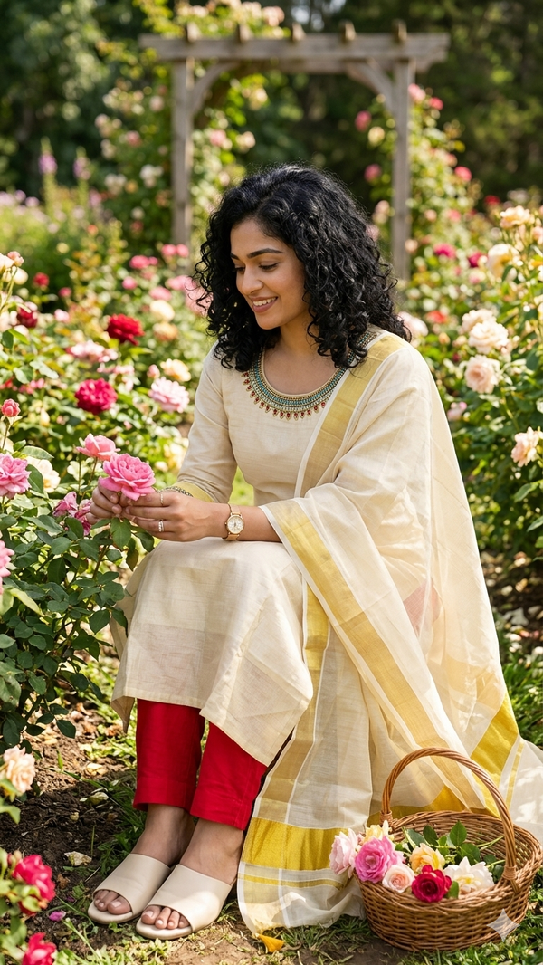 Beautiful Onam tissue Salwarsuit