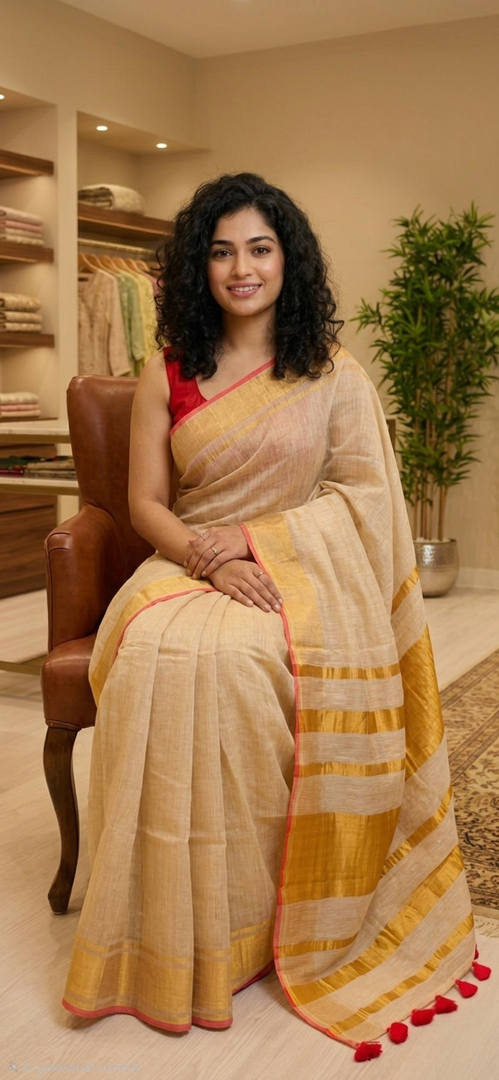 Premium stunning tissue linen saree with border
