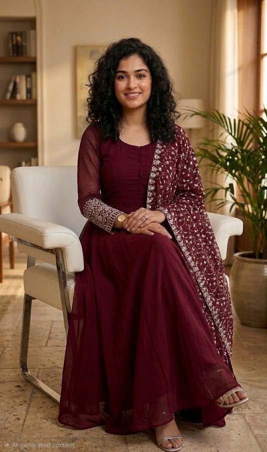 Georgette embroidered gown