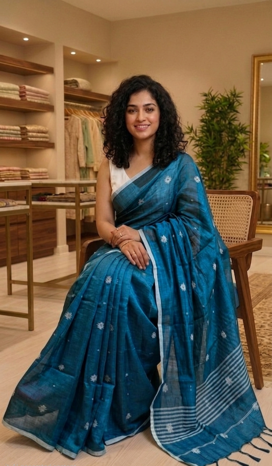 Beautiful Soft tissue silk double shaded saree  (metallic blue  )