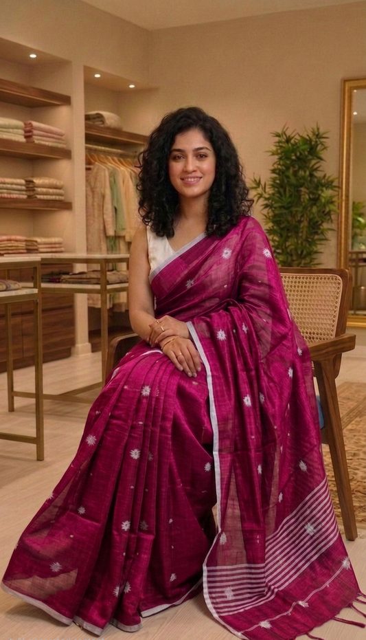 Beautiful Soft tissue silk double shaded saree ( magenta and red combo)