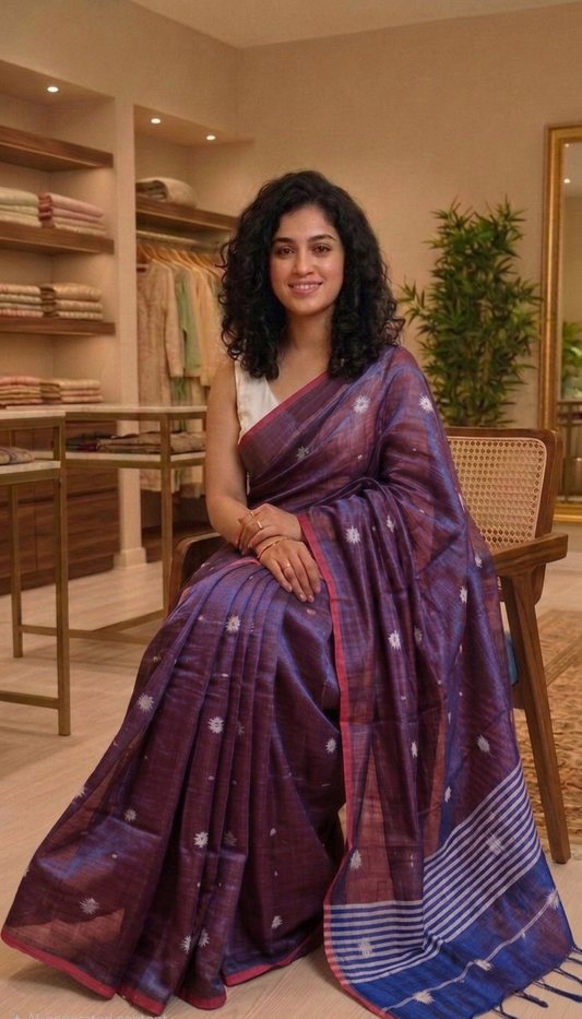 Beautiful Soft tissue silk double shaded saree  ( blue and red combo)