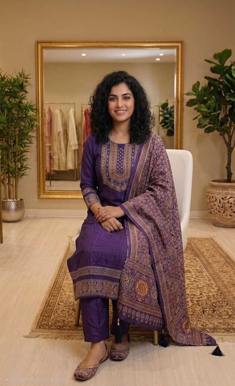 Stunning  ajarak printed silk   three piece suit 💕