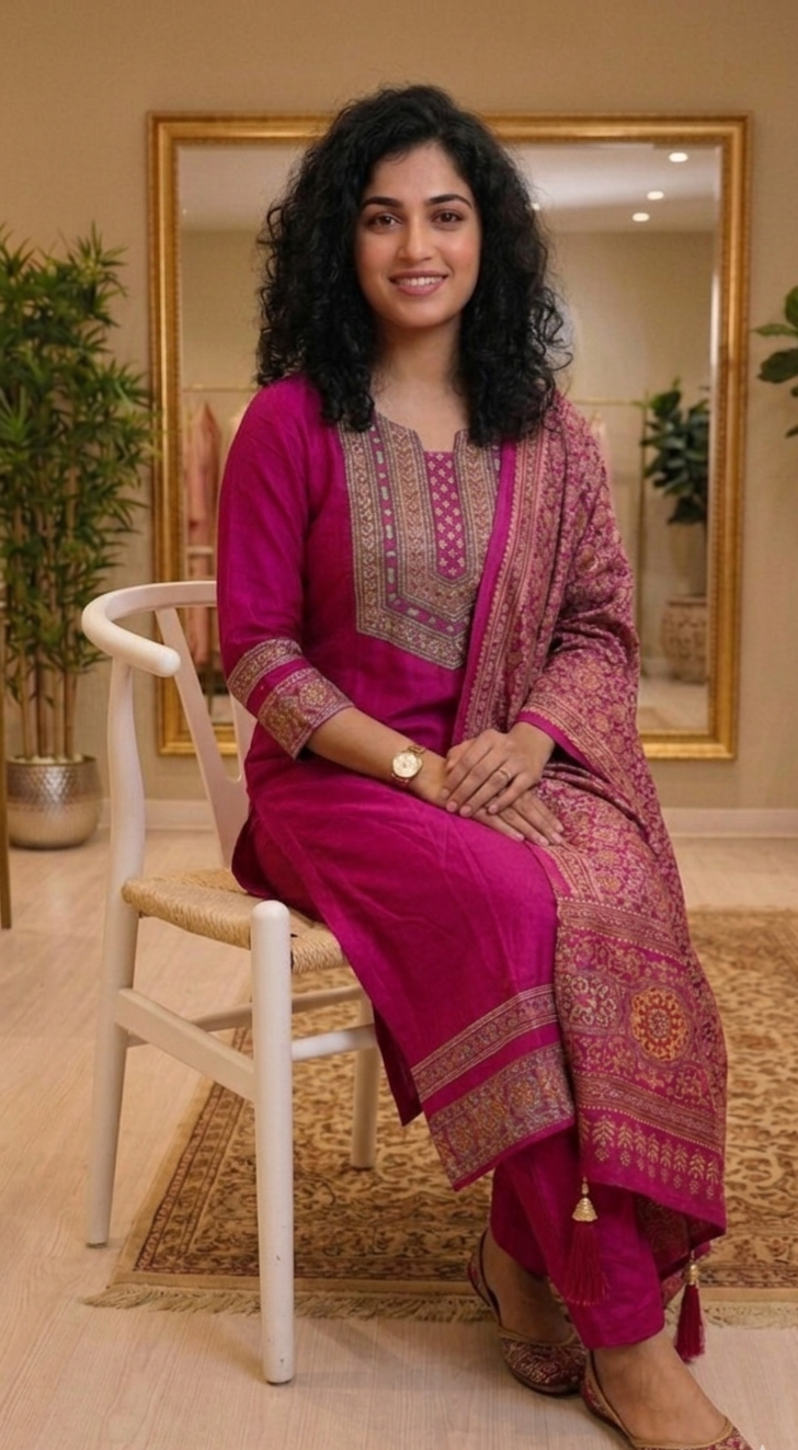 Stunning  ajarak printed silk   three piece suit 💕