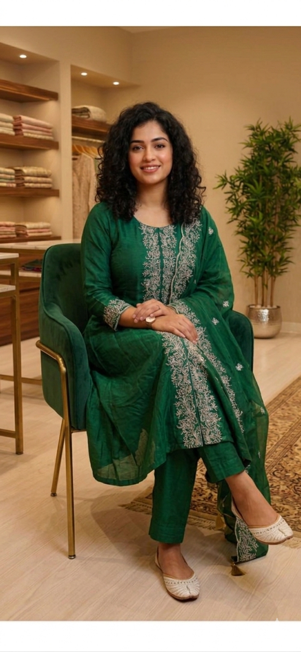 Beautiful aline chinnonsilk  three piece suit