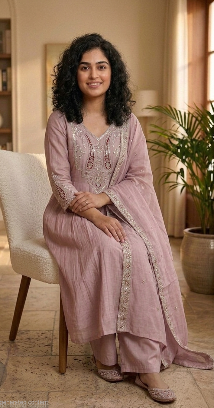Beautiful aline silk three piece suit