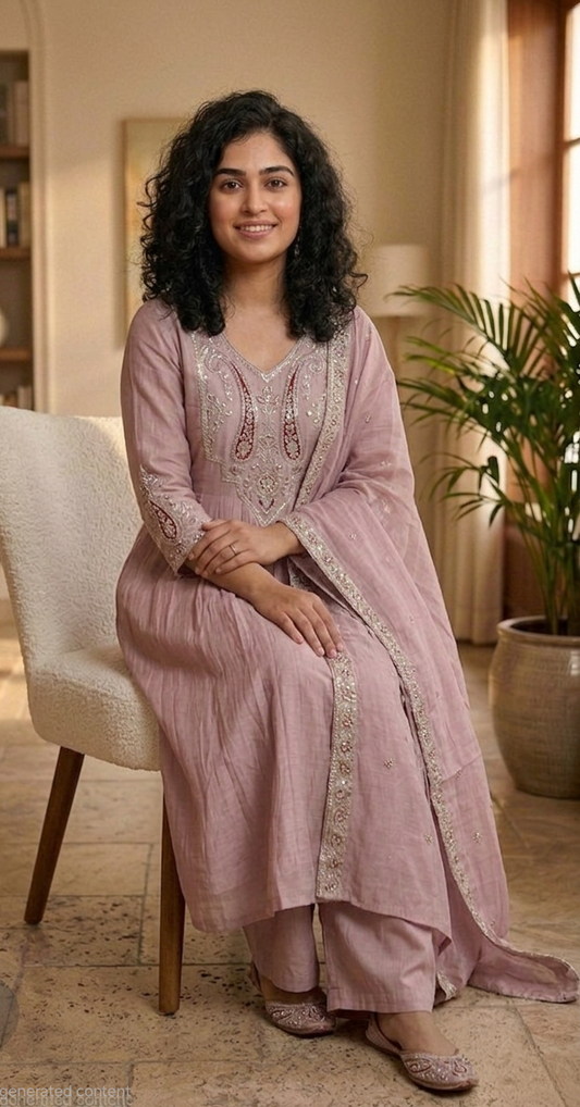 Beautiful aline silk three piece suit