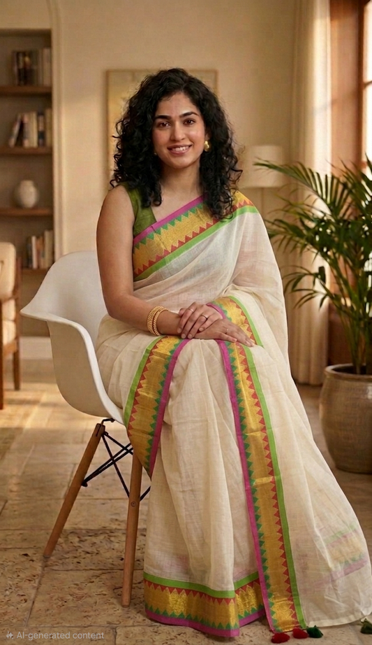 Beautiful Onam mulcotton saree