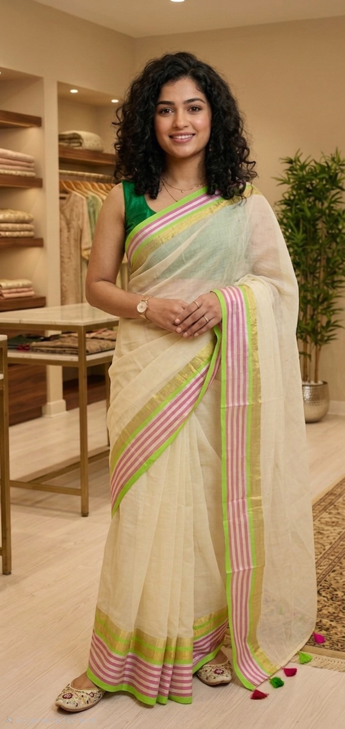 Beautiful Onam mulcotton saree
