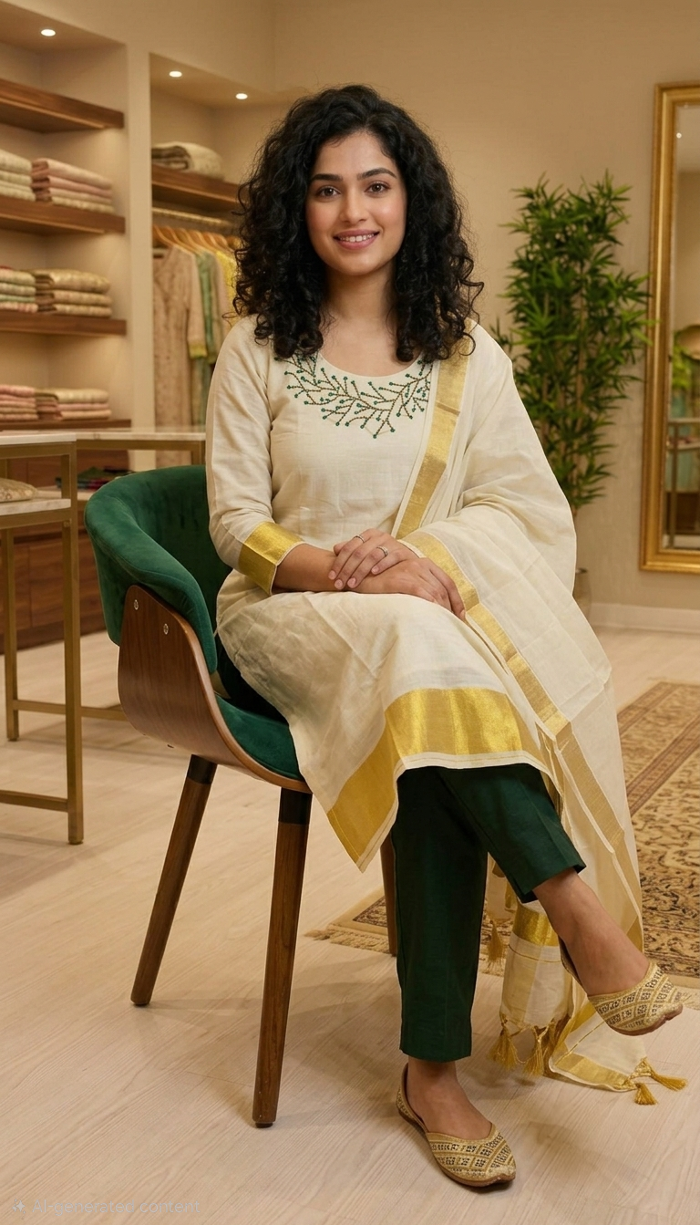 Beautiful cotton  handworked three piece suit
