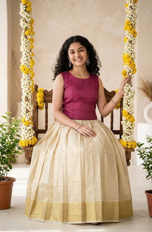 Beautiful Brocade crop top and  Tissue skirt