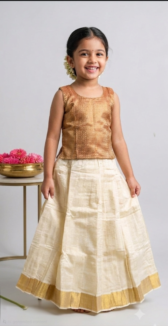 Beautiful  gold brocade crop top and Skirt