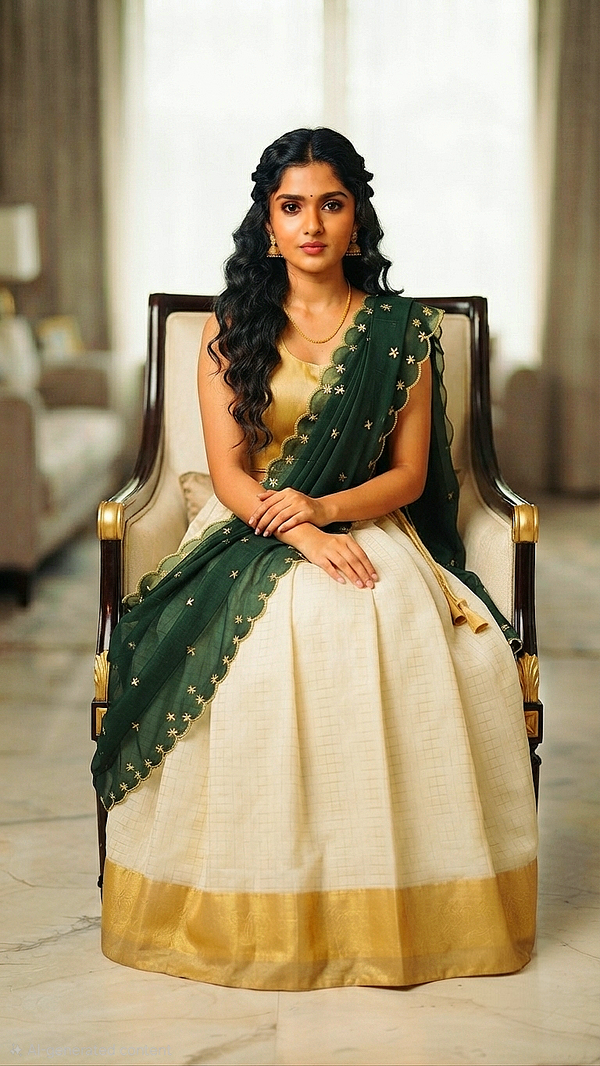 Beautiful organza dhavani ready to wear