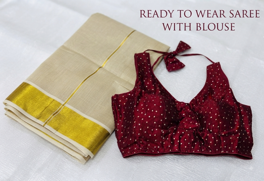 Ready to wear tissue  Saree with Blouse