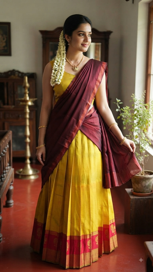 Beautiful Onam dhavani set (ready made)
