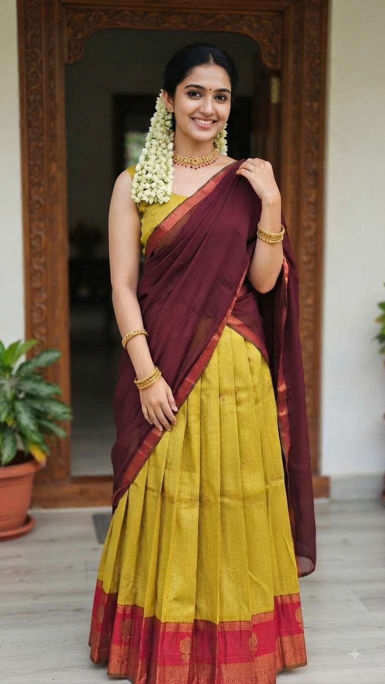 Beautiful Onam dhavani set (ready made)