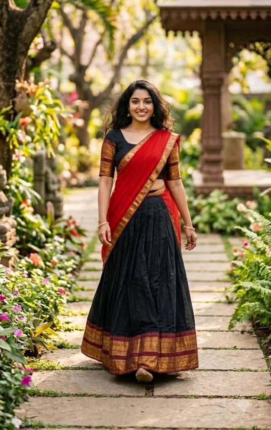 Beautiful Kanchi cotton dhavani set (ready-made)