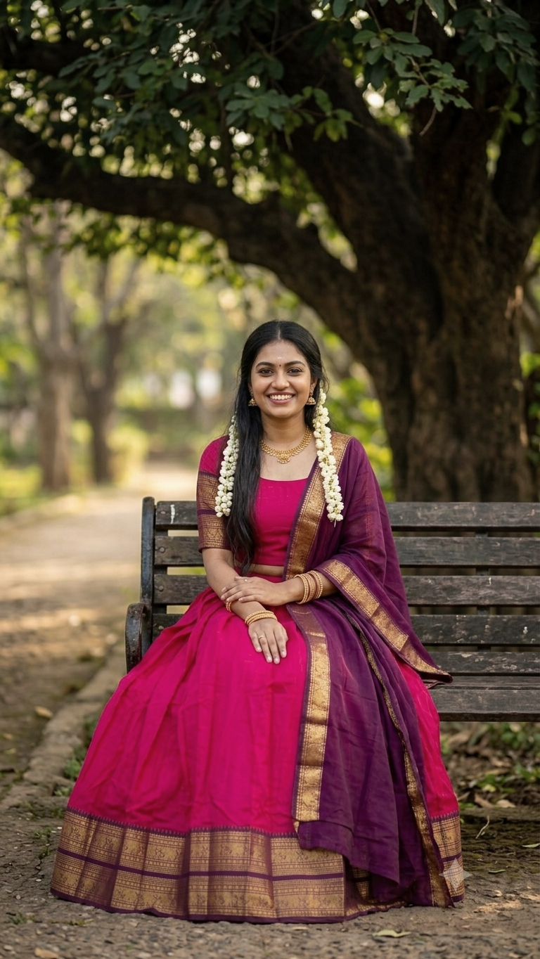 Beautiful readymade Kanchi cotton dhavani set 💕