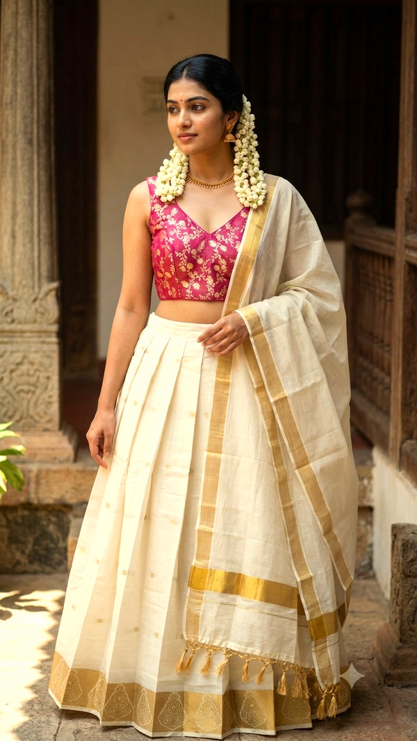 Beautiful  readymade cotton dhavani set 💕