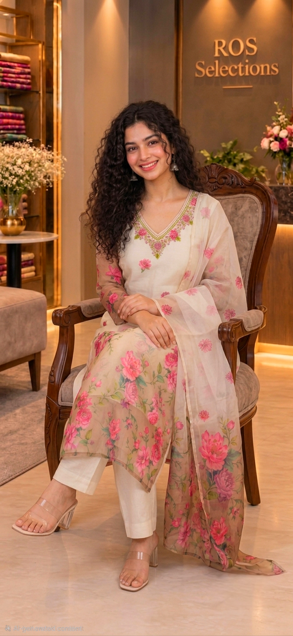 Floral Chiffon churidar set