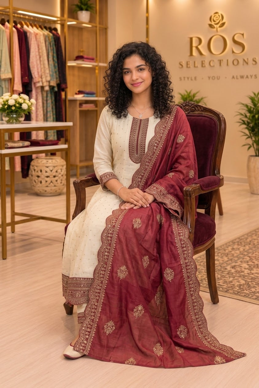 Semi silk anarkali set ( simple)