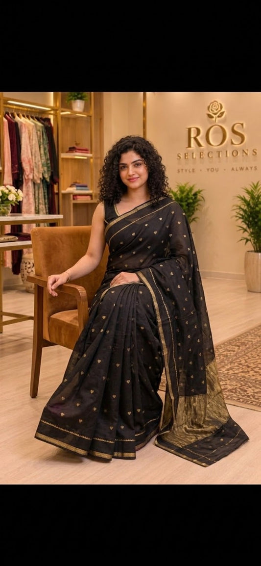 Pure Dola silk saree - black