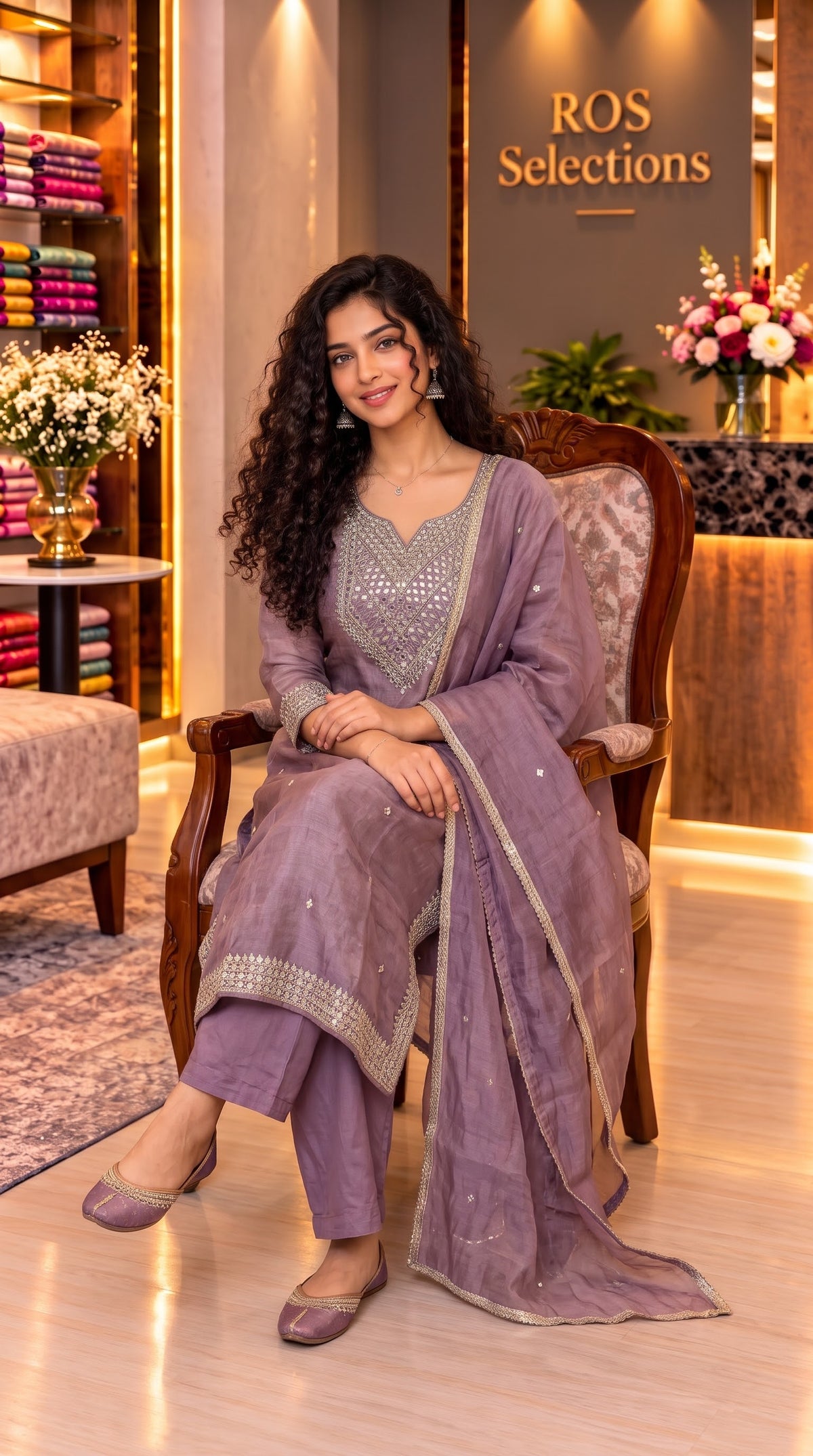 Shimmer tissue real mirror worked salwar set