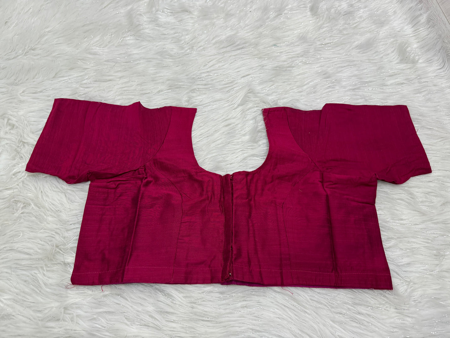 Deep Pink slubsilk Ready to wear princess cut saree blouse