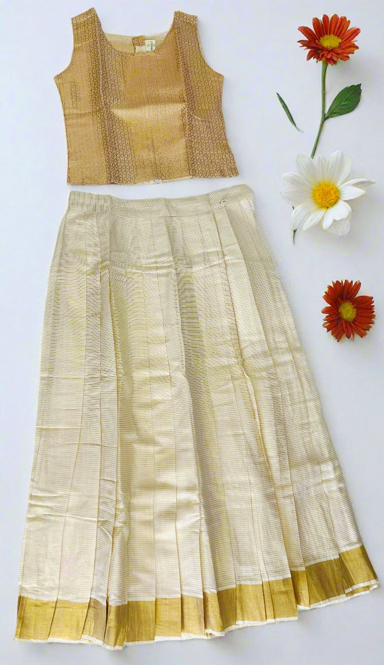 Beautiful  gold brocade crop top and Skirt