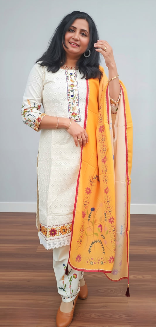 Hakoba embroidered three piece suit
