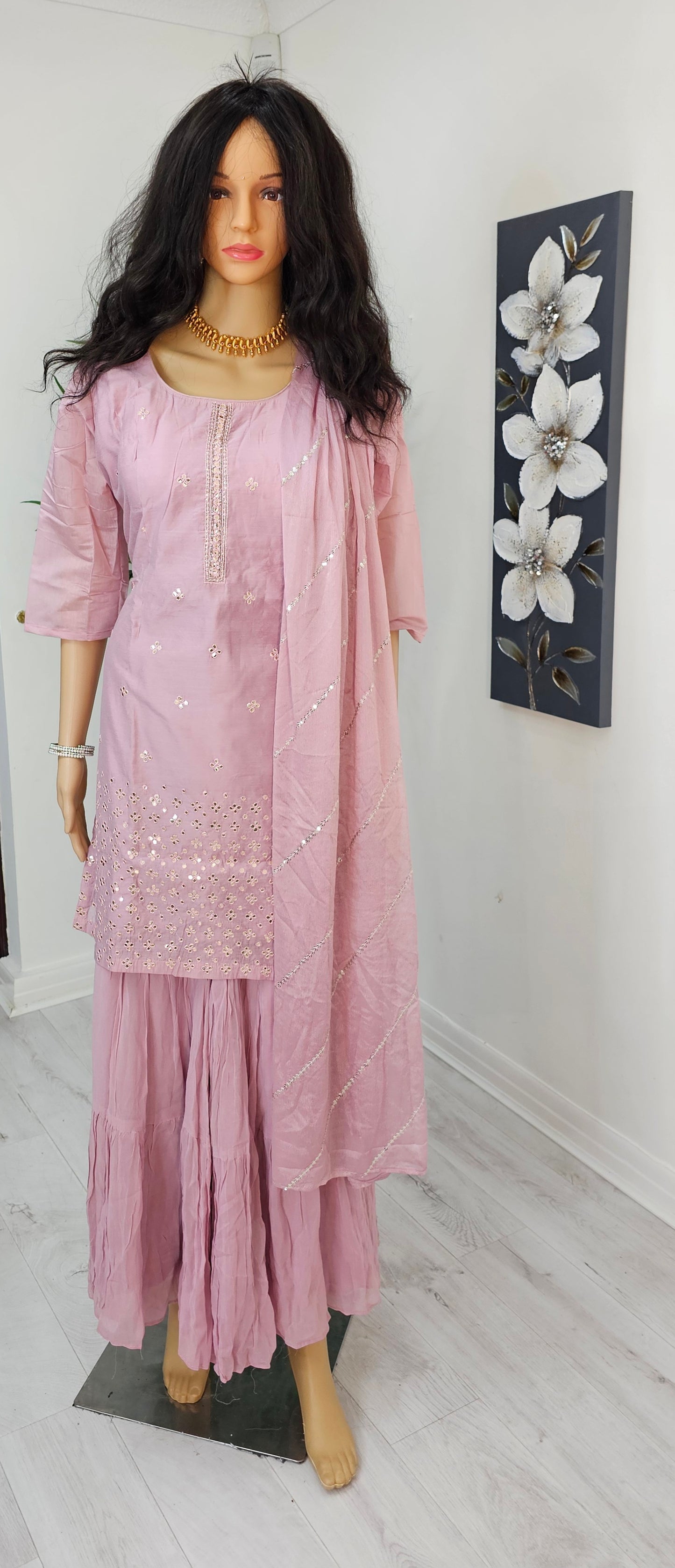Beautiful silk suit with Georgette sharara bottom 💕