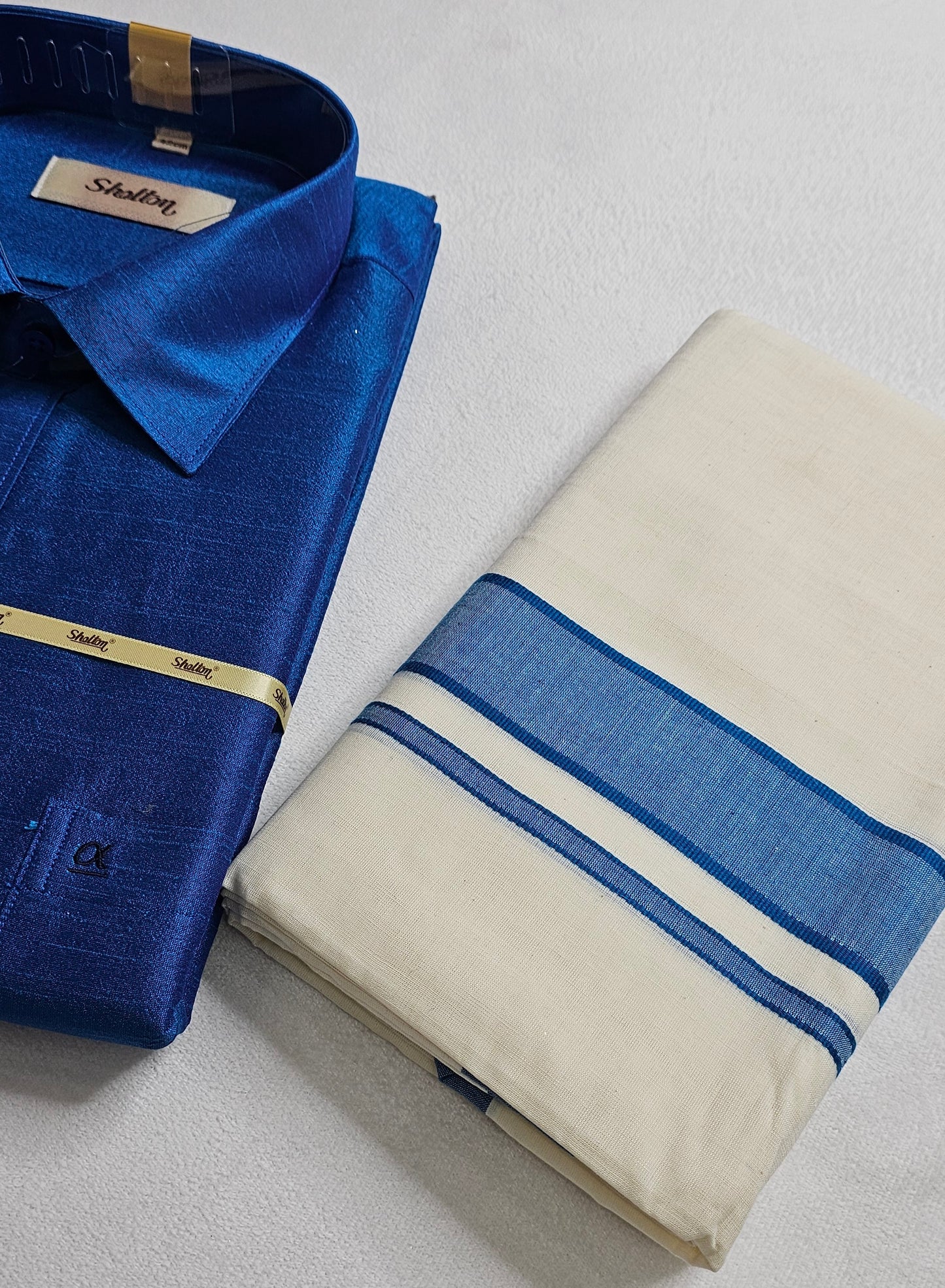 Half Sleeve Silk Shirt and Mundu