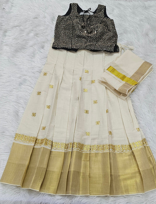 Beautiful Onam ready to wear Dhavani set