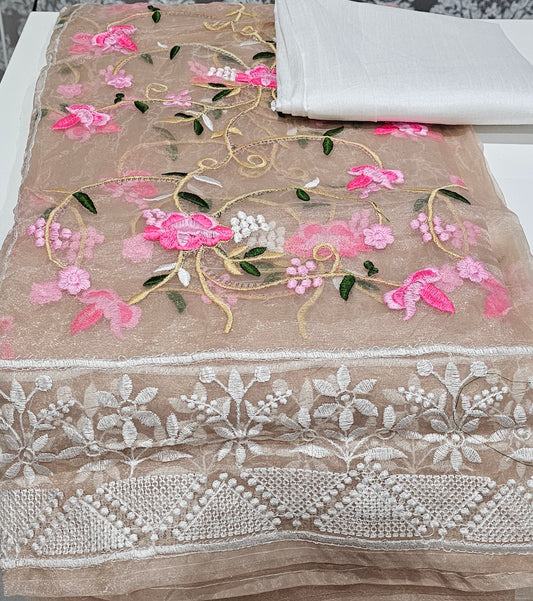 Organza fully embroidered saree