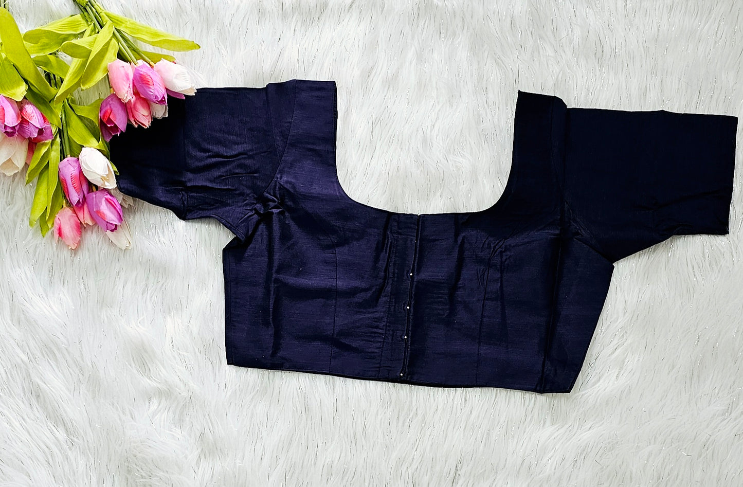 Silk Ready to wear saree blouse (Navy blue)💕