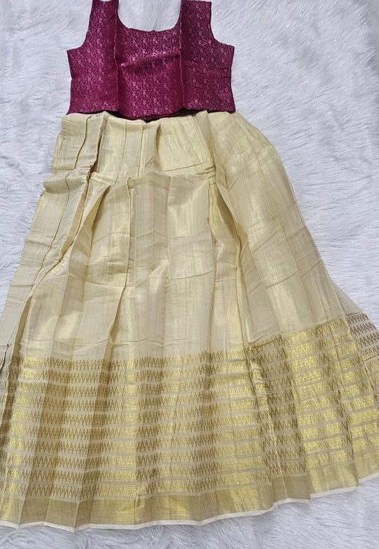 Elegant brocade crop top and skirt