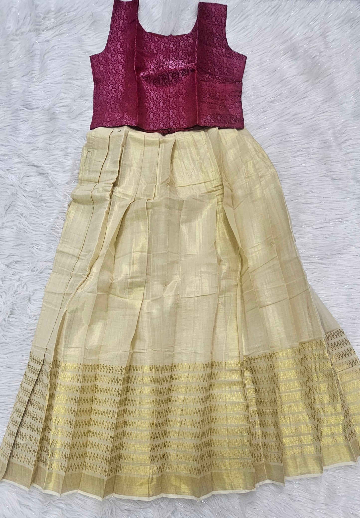 Elegant brocade crop top and skirt