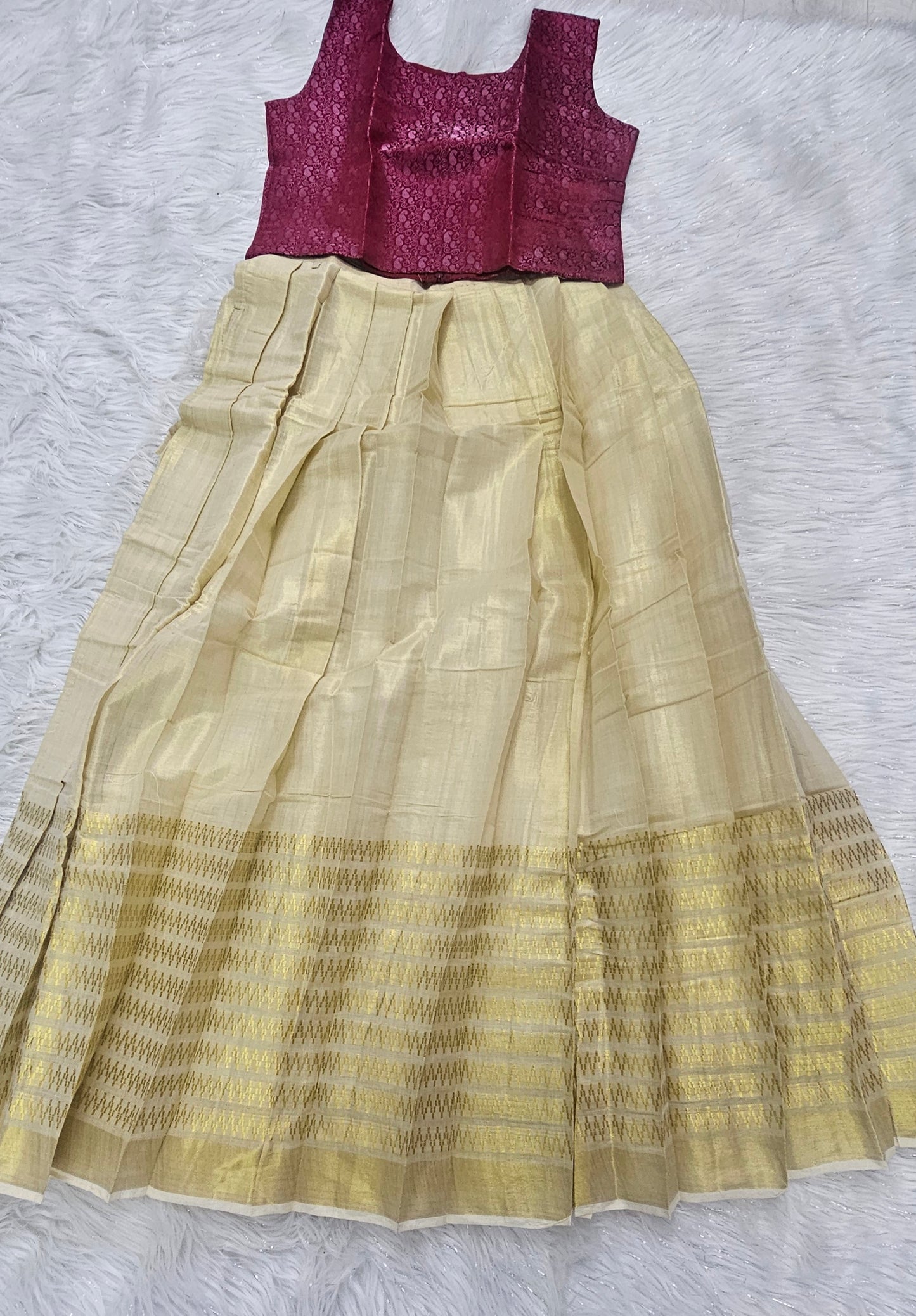 Elegant brocade crop top and skirt