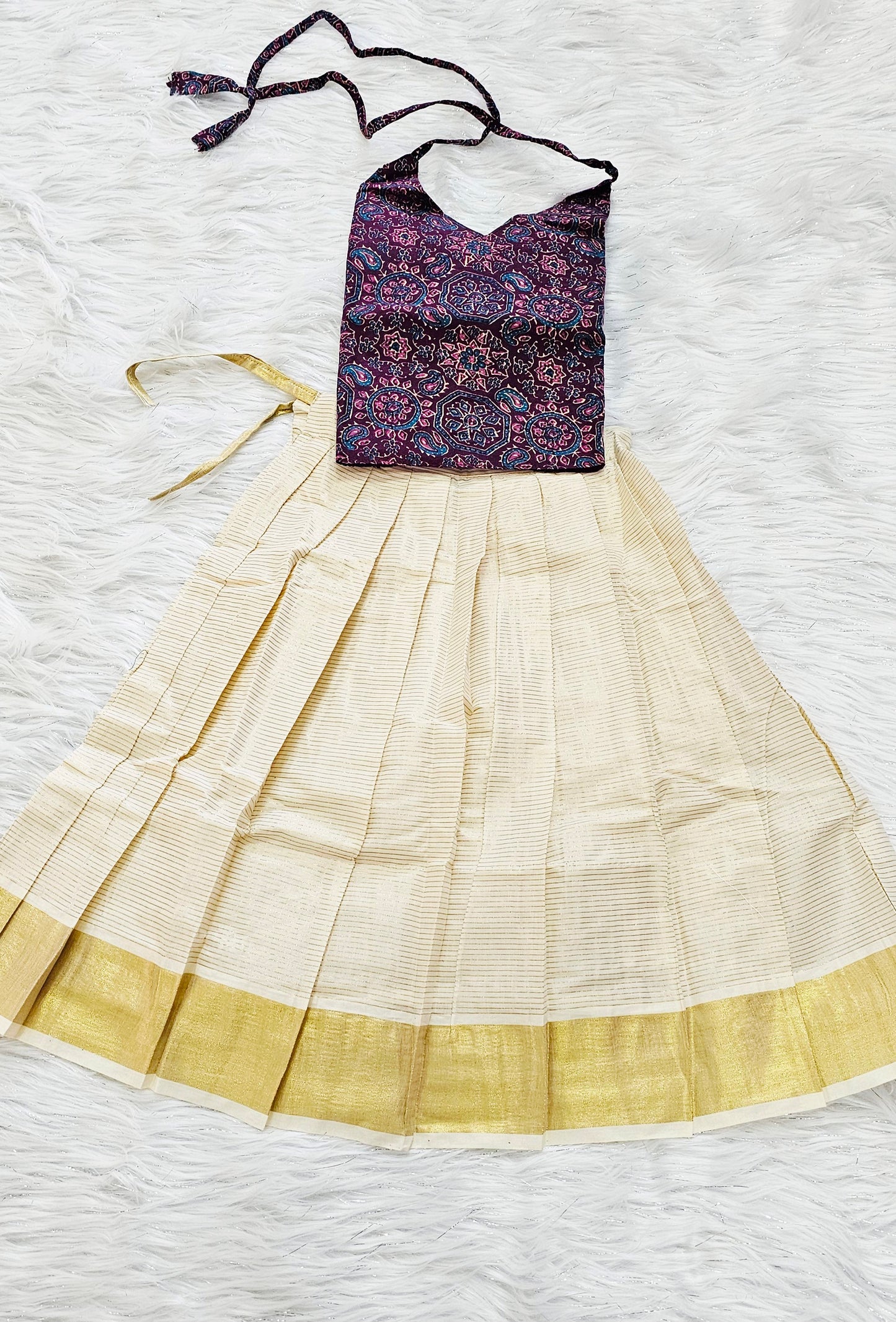 Kids Onam blouse and Skirt