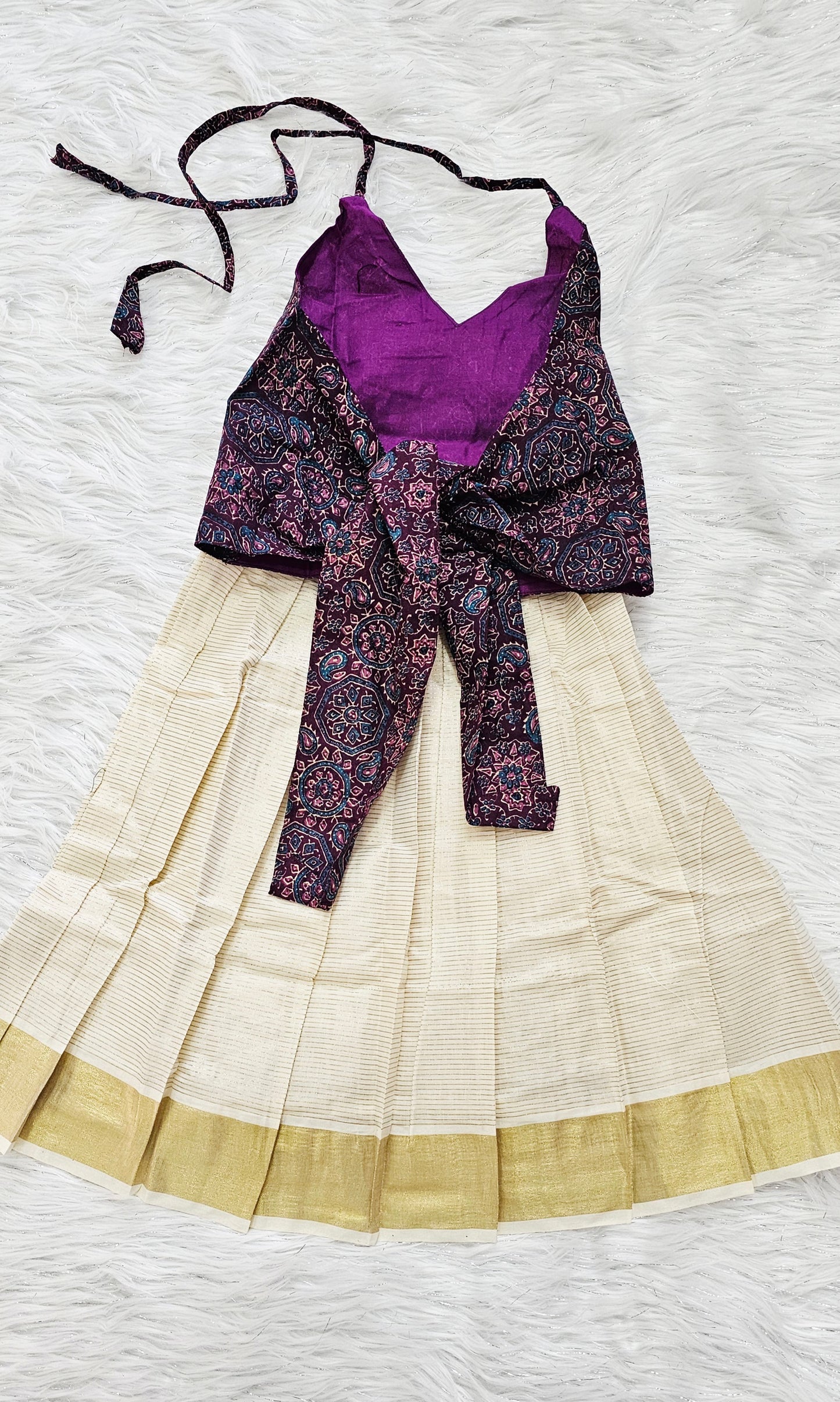 Kids Onam blouse and Skirt