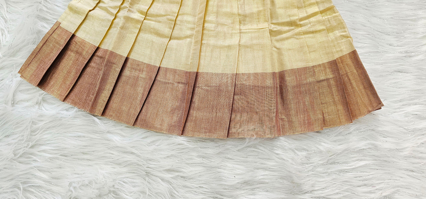 Elegant Maroon Onam Baby skirt and top