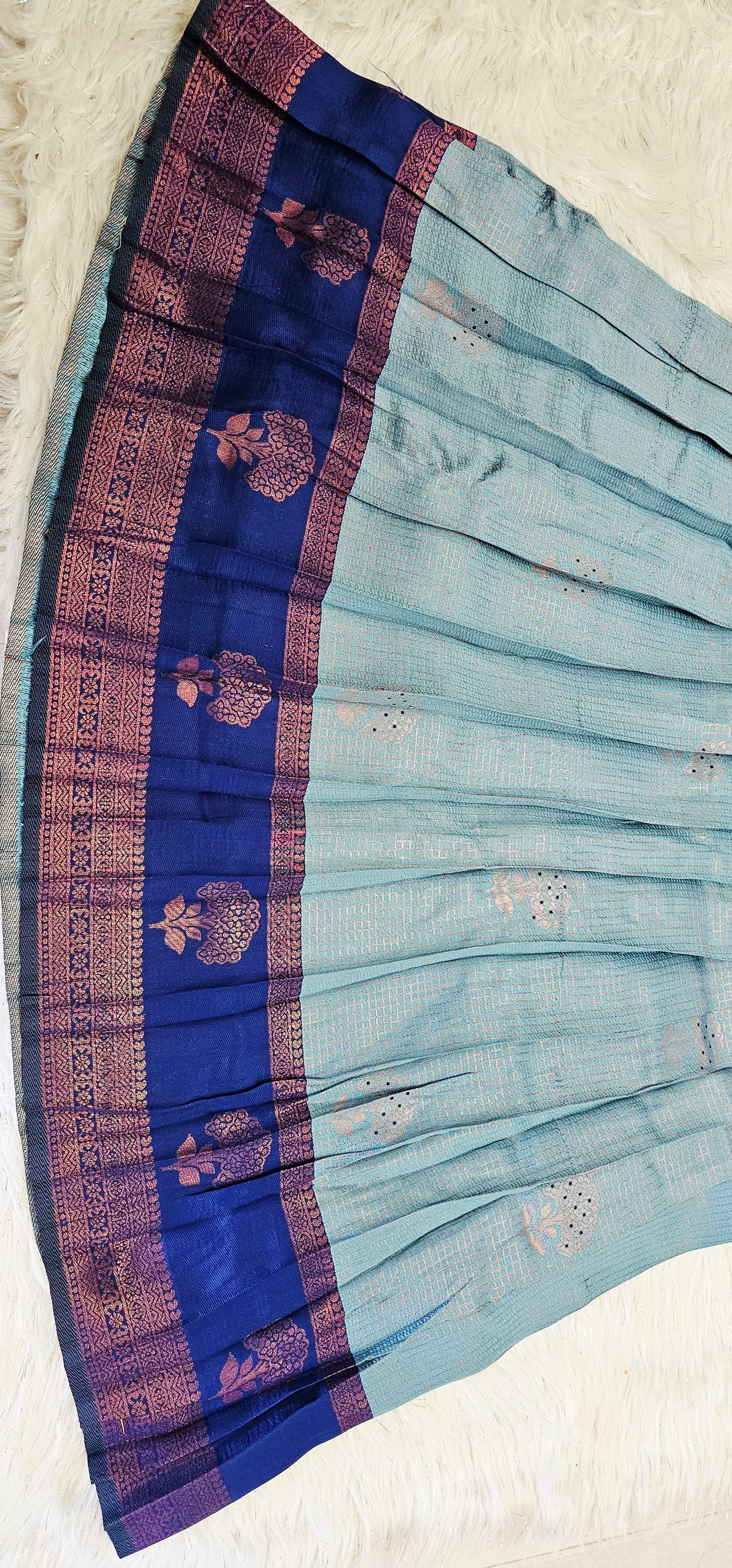 Shades of Blue Onam dhavani set(readymade)