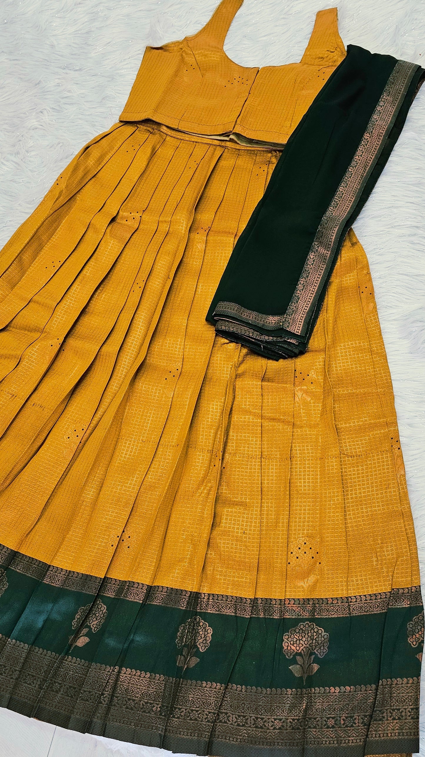 Soft silk dhavani with ready to wear blouse