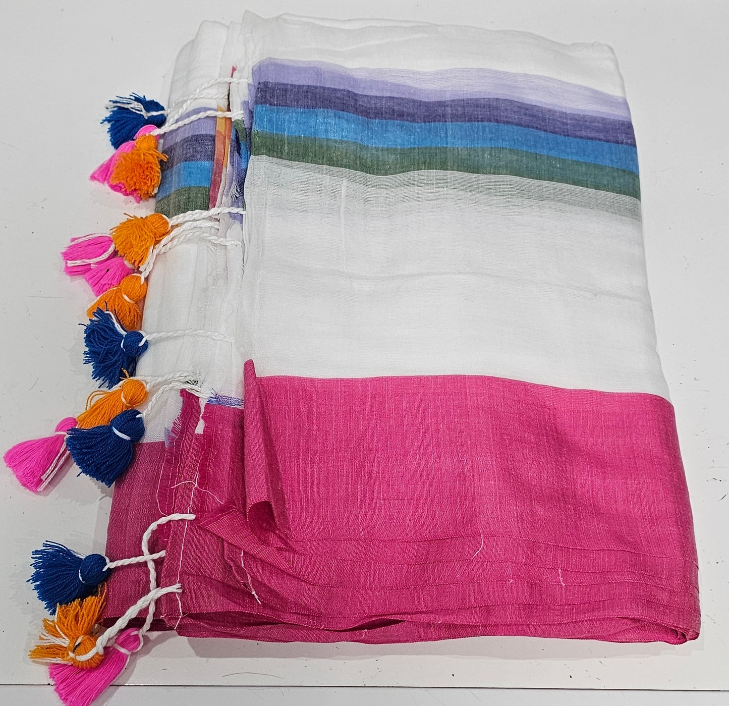 Beautiful Rainbow mulmul saree