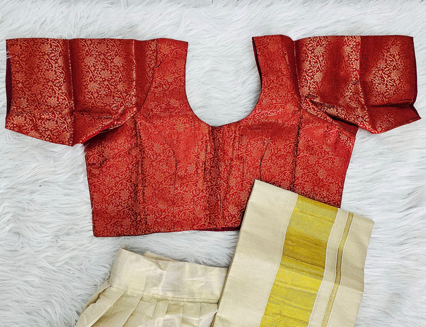 Beautiful Onam ready to wear Dhavani set ^