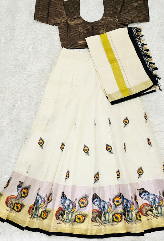 Beautiful Onam ready to wear Dhavani set