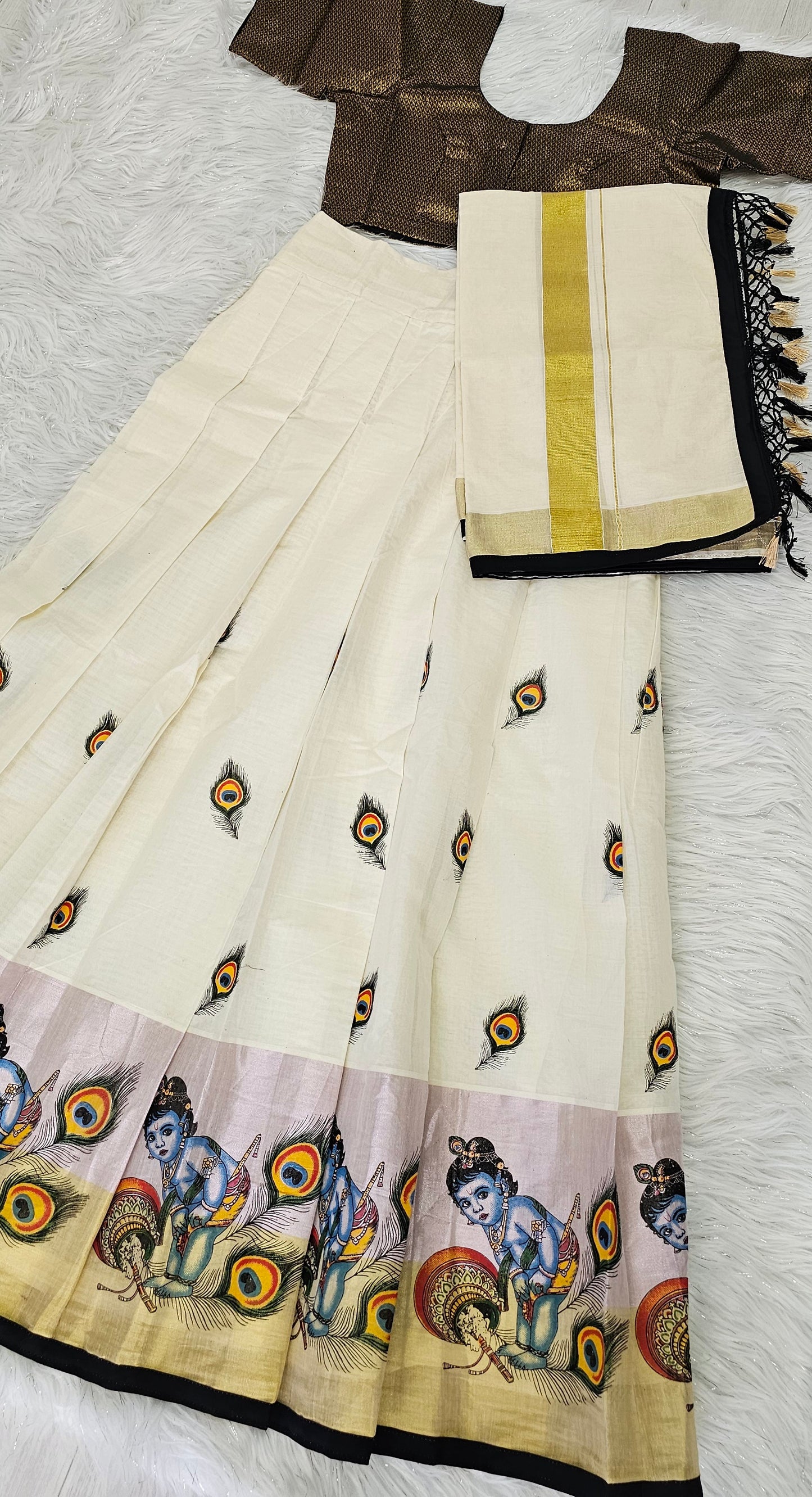Beautiful Onam ready to wear Dhavani set