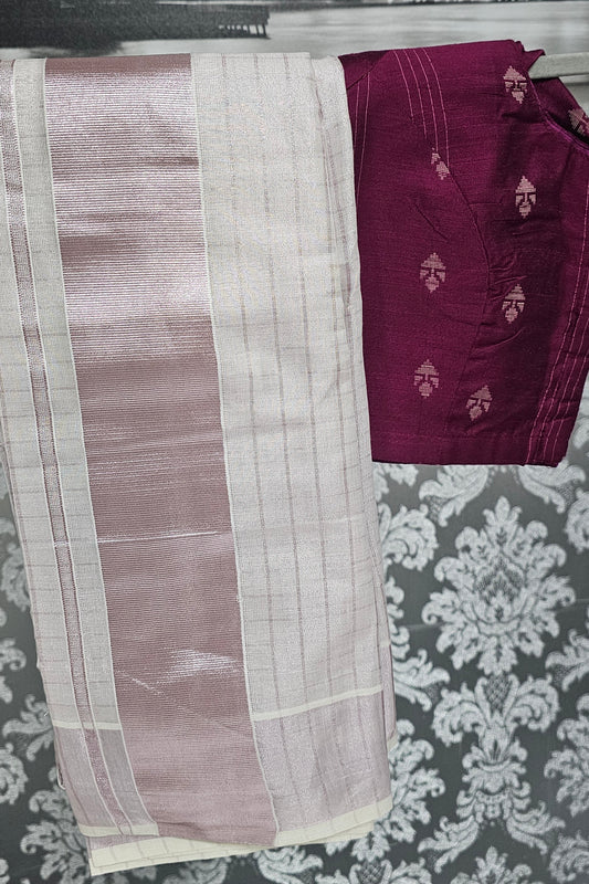 Ready to wear Onam Saree with readymade blouse ^