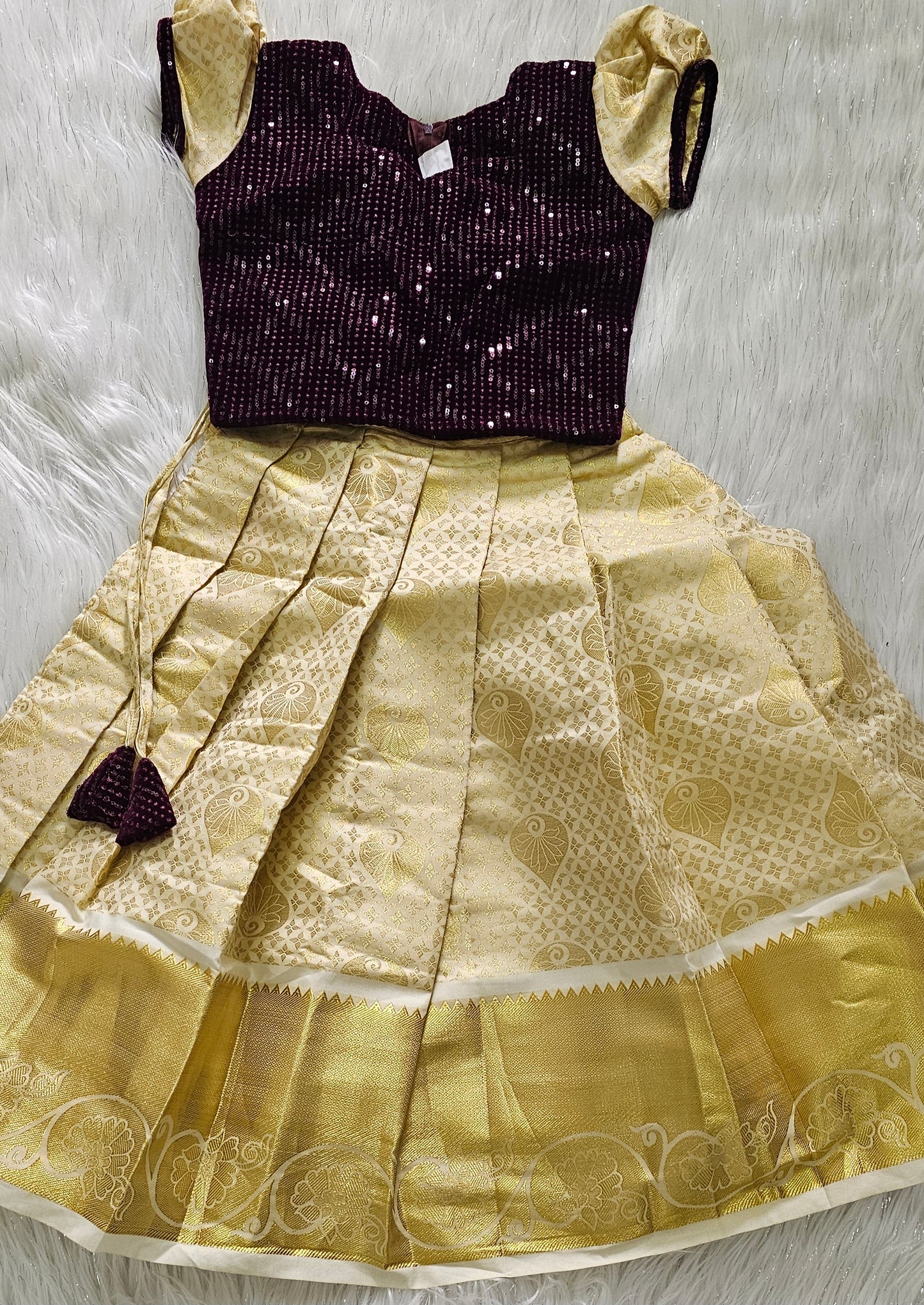 Purple Onam  top and skirt