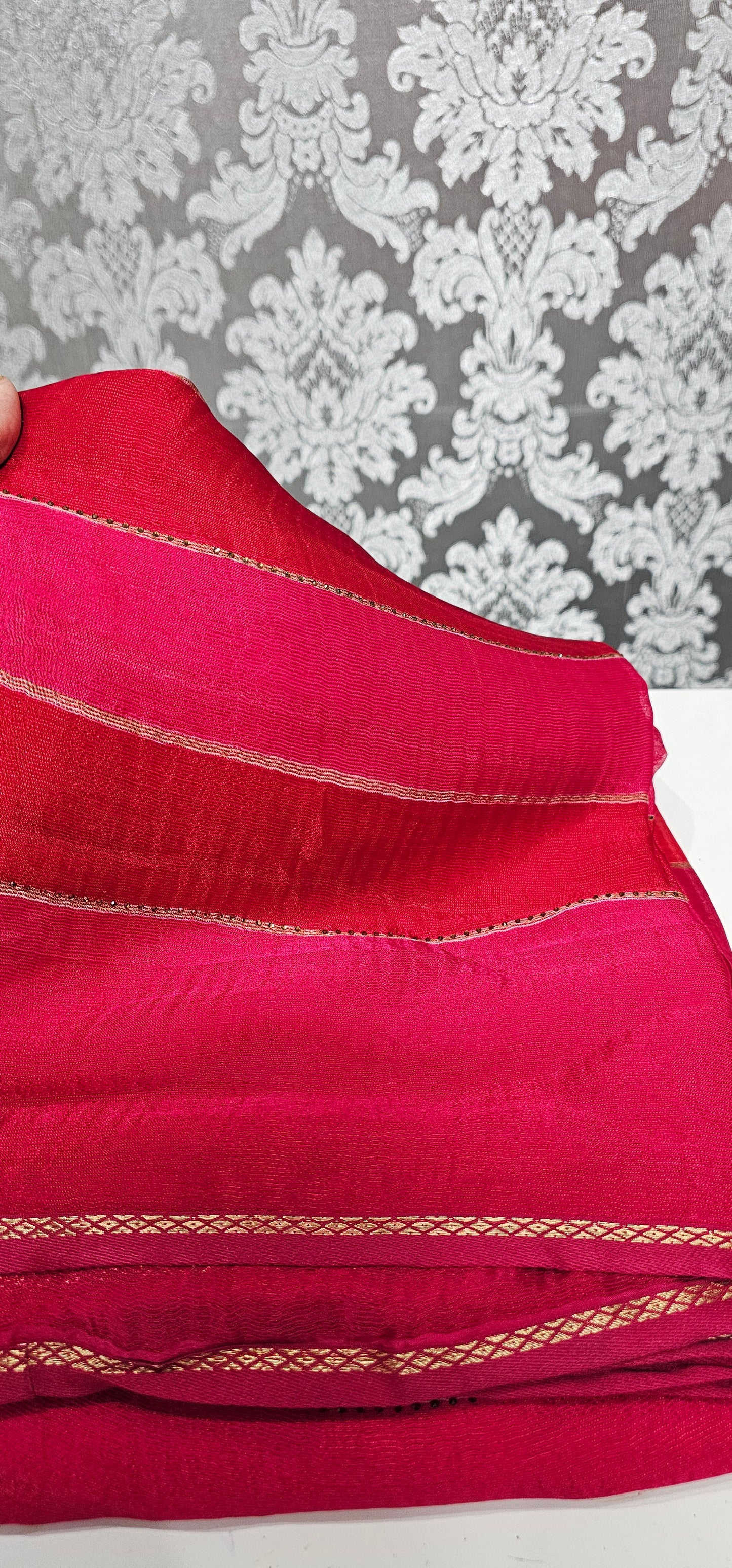 Soft chiffon silk saree with rhinestone 💕